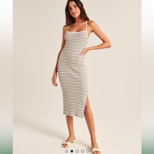Lace up ribbed midi dress